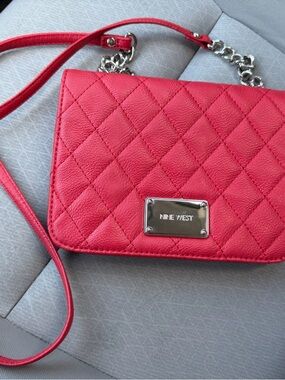 Nine West Quilted Red Crossbody with Chain Strap
